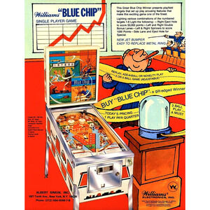 Blue Chip Pinball FLYER Original Unused Vintage Stock Market Retro Art 1976